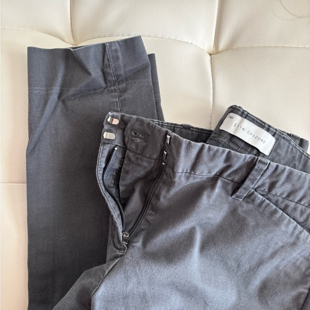 GAP Women's Dark Gray Slim Cropped Cotton Pants